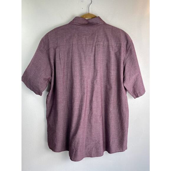 Western Button Up Shirt Mens Size 2XL Short Sleeve Burgundy Casual Shirt - Picture 7 of 12